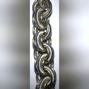 Designer 925 sterling silver & vermeil gold 8" triple link bracelet